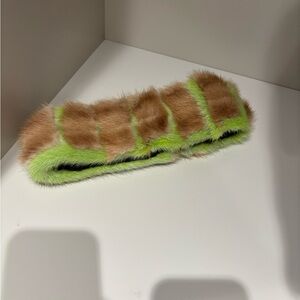 Real Mink Fur Headband green beige tan winter Giftable